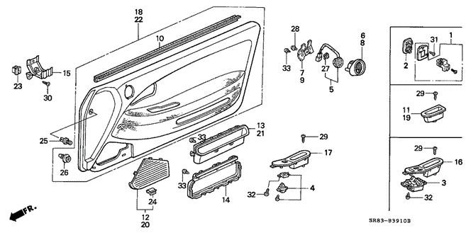 INTERIOR / BUMPER/FRONT DOOR LINING for 1993 Honda CIVIC COUPE #1