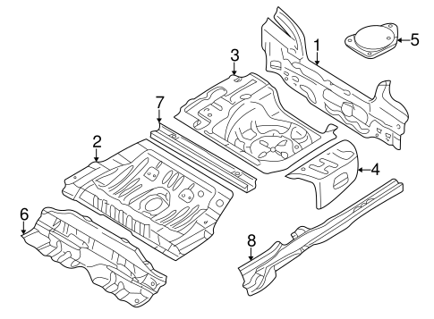 Rear Floor & Rails for 2000 Kia Spectra #0