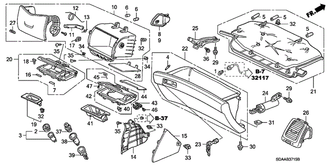 Interior/Bumper/Instrument Panel Garnish (Passenger Side) for 2007 Honda ACCORD SEDAN #1