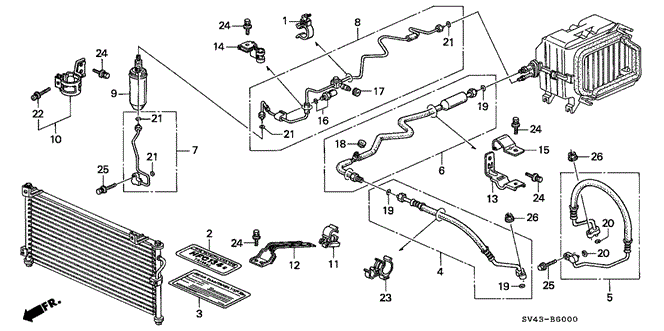 BODY / AIR CONDITIONING/A/C HOSES - PIPES for 1995 Honda ACCORD SEDAN #1