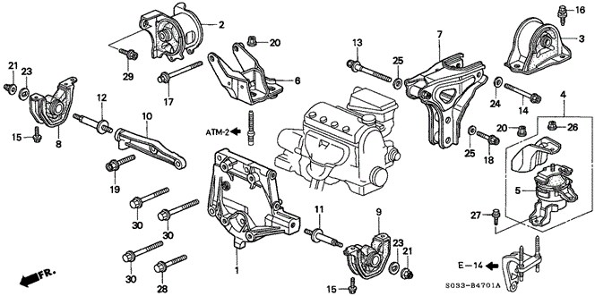 Body/Air Conditioning/AT Engine Mount for 1996 Honda CIVIC HATCHBACK #1