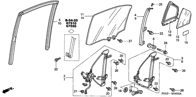 BODY / AIR CONDITIONING/REAR DOOR WINDOWS for 2001 Honda CIVIC SEDAN #1