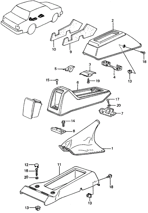 INTERIOR / BUMPER/CONSOLE for 1982 Honda CIVIC SEDAN #1