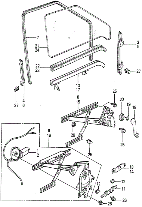 BODY / AIR CONDITIONING/FRONT DOOR WINDOW for 1981 Honda ACCORD SEDAN #1