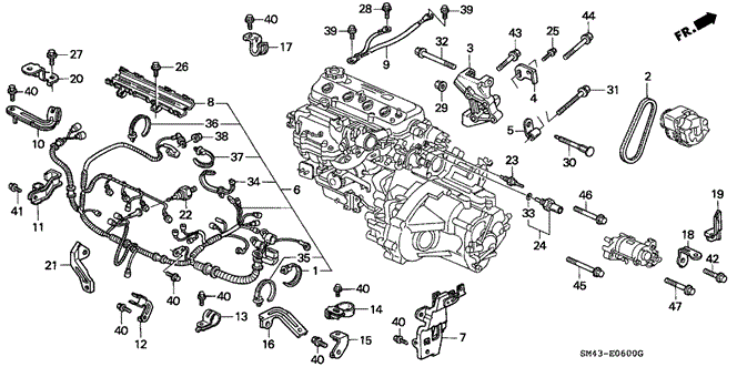 ENGINE/ENGINE SUB CORD - CLAMP for 1993 Honda ACCORD SEDAN #1