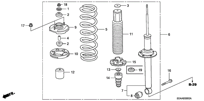 Chassis/Rear Shock Absorber for 2007 Honda ACCORD SEDAN #1