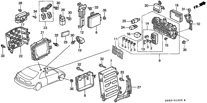 Electrical/Exhaust/Heater/Fuel/Control Unit (Cabin) for 1993 Honda CIVIC COUPE #1
