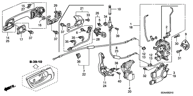 Body/Air Conditioning/Front Door Locks - Outer Handle for 2007 Honda ACCORD SEDAN #1
