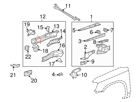 BODY/STRUCTURAL COMPONENTS & RAILS for 2006 Toyota Highlander #1