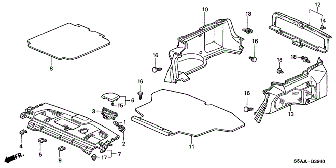 Interior/Bumper/Rear Tray - Trunk Garnish (1) for 2004 Honda CIVIC SEDAN #1