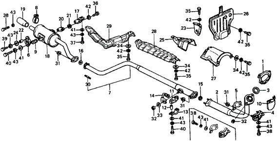 ELECTRICAL / EXHAUST / HEATER / FUEL/EXHAUST PIPE ('76-'77) for 1977 Honda CIVIC COUPE #1