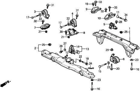 BODY / AIR CONDITIONING/ENGINE MOUNT for 1991 Honda CIVIC HATCHBACK #1