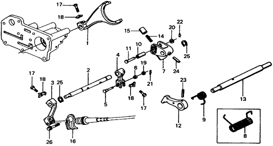TRANSMISSION - HONDAMATIC/HMT SHIFT LEVER SHAFT for 1976 Honda CIVIC COUPE #1