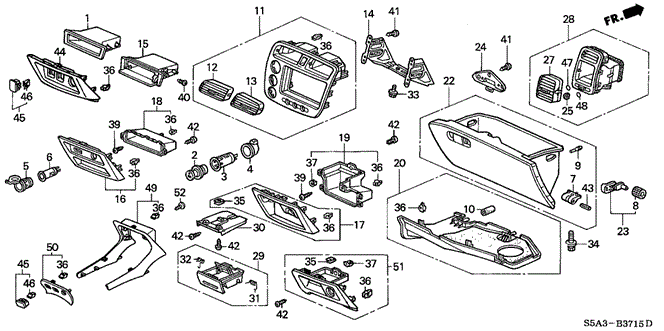 Interior/Bumper/Instrument Panel Garnish (Passenger Side) for 2001 Honda CIVIC SEDAN #1