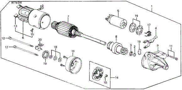 ENGINE/STARTER MOTOR (HITACHI) for 1989 Honda CIVIC HATCHBACK #1