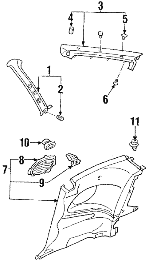 Interior Trim - Quarter Panels for 1993 Ford Probe #0