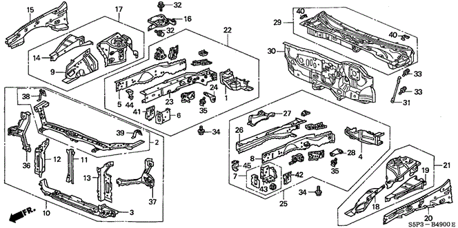 Body/Air Conditioning/Front Bulkhead for 2004 Honda CIVIC COUPE #1