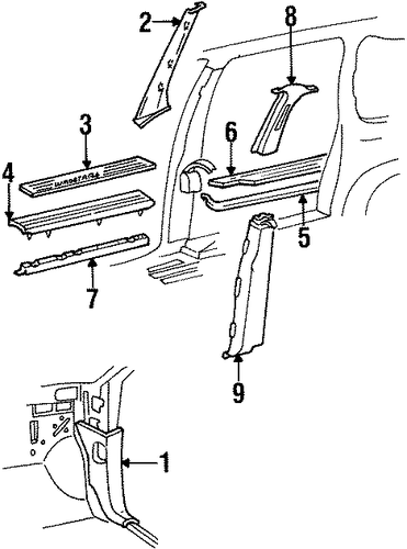Windstar INTERIOR TRIM - PILLARS
