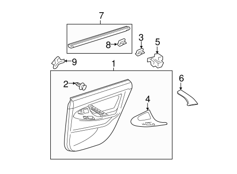 BODY/INTERIOR TRIM - REAR DOOR for 2010 Toyota Camry #1