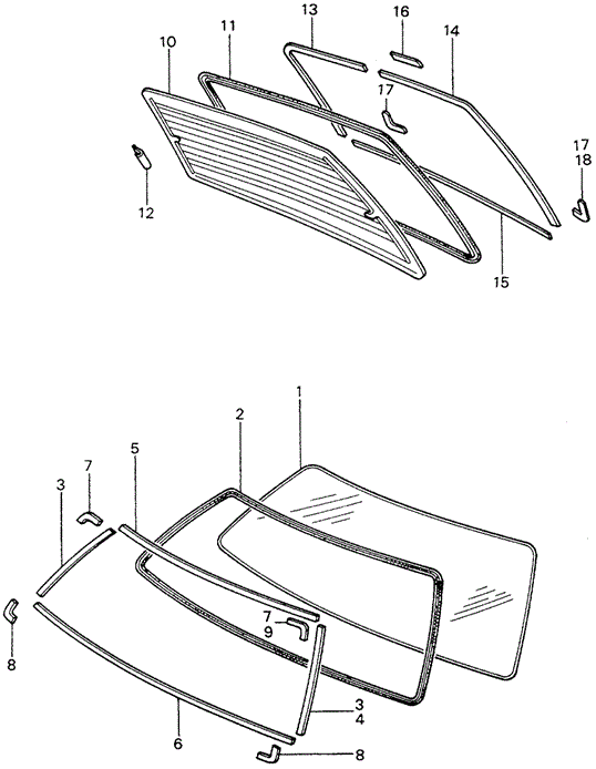 BODY / AIR CONDITIONING/WINDSHIELD - REAR WINDOW for 1982 Honda CIVIC 5-DOOR #1