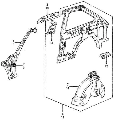 BODY / AIR CONDITIONING/INNER PANEL 3DR for 1984 Honda ACCORD HATCHBACK #1