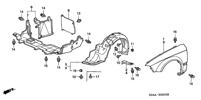 BODY / AIR CONDITIONING/FRONT FENDER for 1999 Honda CIVIC SEDAN #1