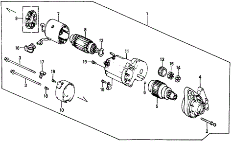 Starter Motor (Denso) (1.0KW) for 1984 Honda Wagovan #0