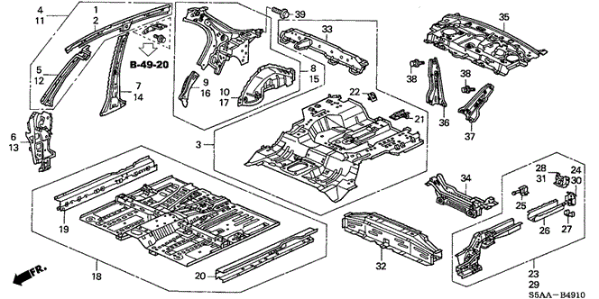 BODY / AIR CONDITIONING/INNER PANEL - FLOOR PANELS (1) for 2004 Honda CIVIC SEDAN #1