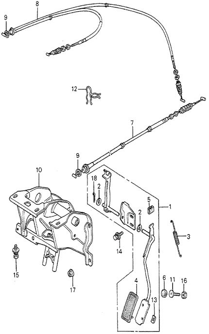 CHASSIS/ACCELERATOR PEDAL - PEDAL BRACKET for 1980 Honda ACCORD HATCHBACK #1