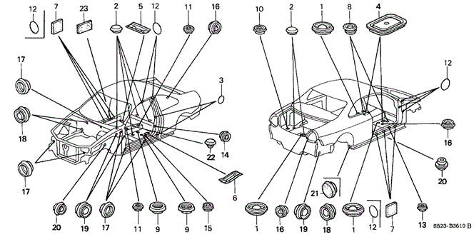 INTERIOR / BUMPER/GROMMET for 1998 Honda ACCORD COUPE #1