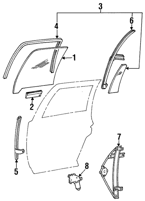 Town Car GLASS - REAR DOOR