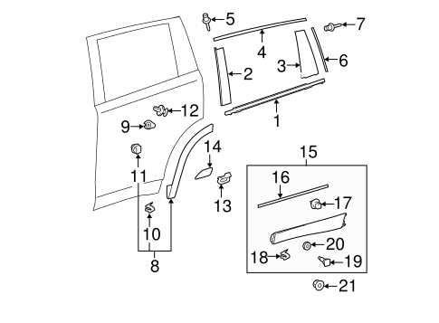 Body/Exterior Trim - Rear Door for 2016 Toyota Highlander #1