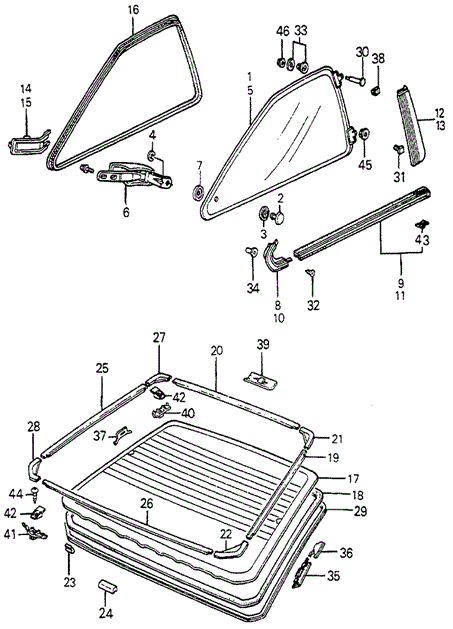 BODY / AIR CONDITIONING/QUARTER WINDOW 3DR for 1985 Honda ACCORD HATCHBACK #1