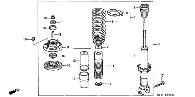 Chassis/Rear Shock Absorber for 1996 Honda CIVIC COUPE #1