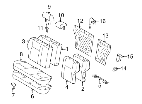 BODY/REAR SEAT COMPONENTS for 2010 Toyota Corolla #2