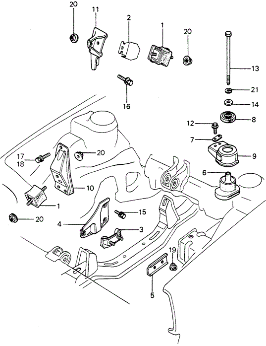 BODY / AIR CONDITIONING/ENGINE MOUNT for 1982 Honda CIVIC 5-DOOR #1