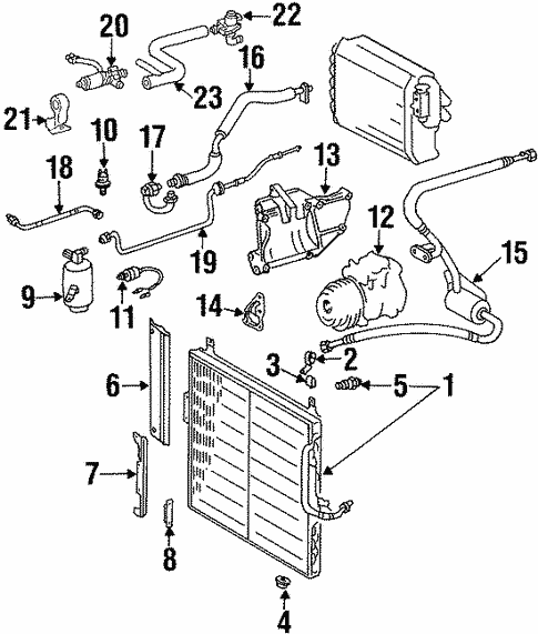 Condenser, Compressor & Lines for 1992 Mercedes-Benz 400 E #1