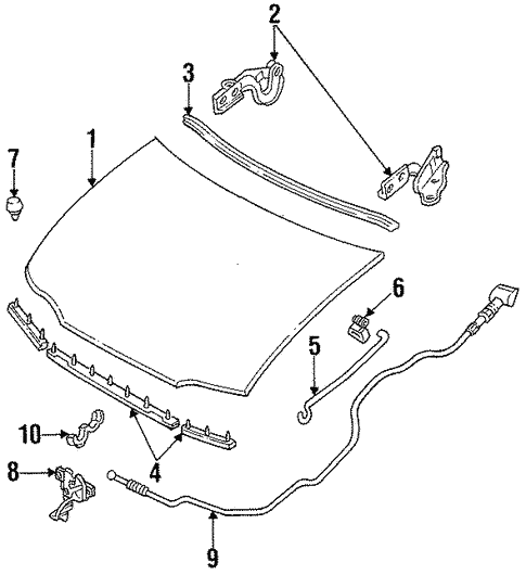 Hood & Components for 1996 Ford Aspire #0