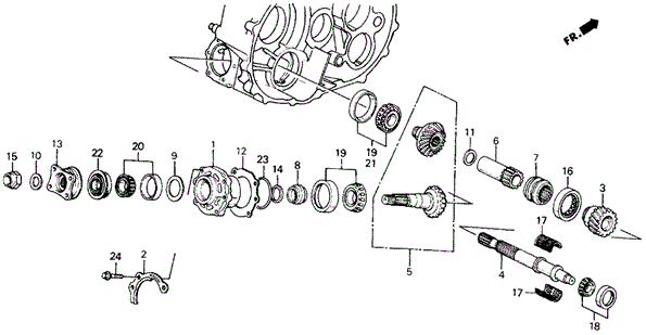 TRANSMISSION - MANUAL/MT TRANSFER BEVEL GEARS 4WD for 1990 Honda CIVIC 5-DOOR #1