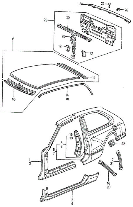 BODY / AIR CONDITIONING/BODY STRUCTURE COMPONENTS (2) 3DR for 1983 Honda ACCORD HATCHBACK #1