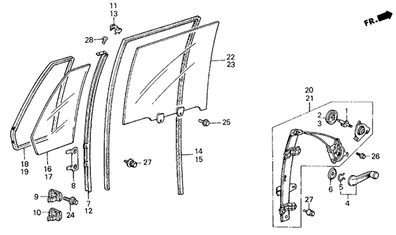 BODY / AIR CONDITIONING/REAR DOOR WINDOWS 4DR for 1984 Honda CIVIC SEDAN #1