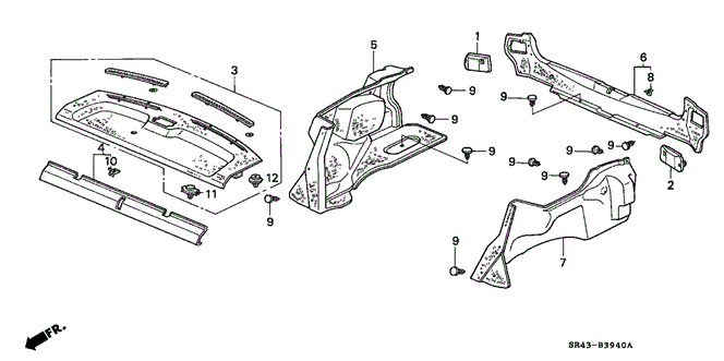 INTERIOR / BUMPER/REAR TRAY - TRUNK GARNISH for 1993 Honda CIVIC SEDAN #1