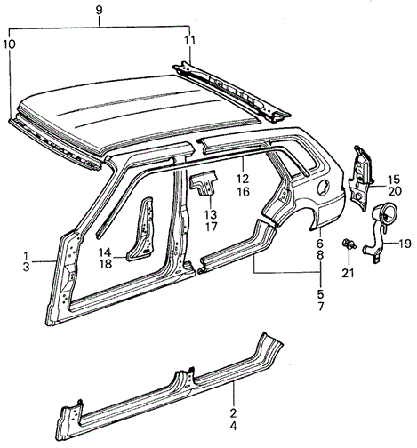 BODY / AIR CONDITIONING/BODY STRUCTURE - OUTER PANEL (2) for 1982 Honda CIVIC 5-DOOR #1