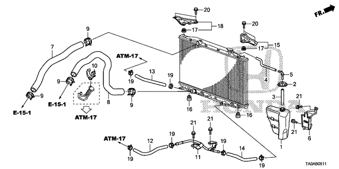 ELECTRICAL / EXHAUST / HEATER / FUEL/RADIATOR HOSE - RESERVE TANK (V6) for 2012 Honda ACCORD SEDAN #1