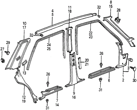 Interior/Bumper/Door Trim 4DR for 1983 Honda ACCORD SEDAN #1
