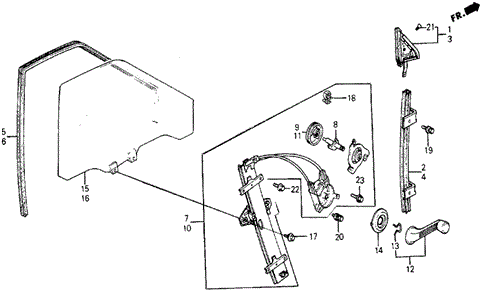 BODY / AIR CONDITIONING/FRONT DOOR WINDOW for 1987 Honda CIVIC 5-DOOR #1
