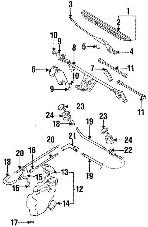Wiper & Washer Components for 1999 Volkswagen Cabrio #0