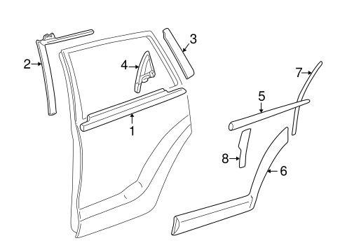 Vibe EXTERIOR TRIM - REAR DOOR