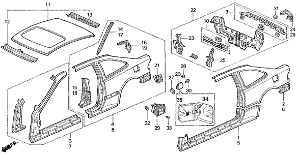Body/Air Conditioning/Body Structure (3) for 1993 Honda CIVIC COUPE #1