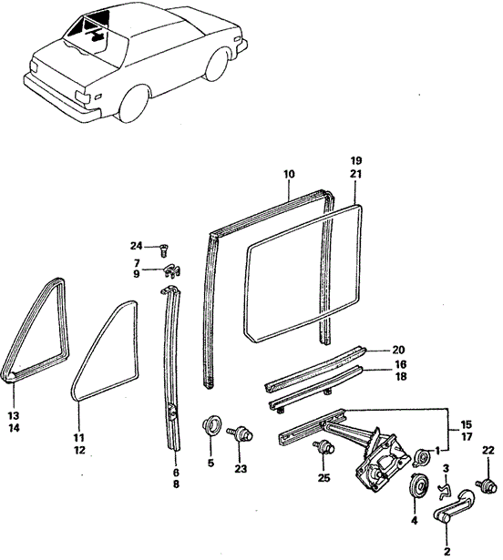 BODY / AIR CONDITIONING/REAR DOOR WINDOWS for 1982 Honda CIVIC SEDAN #1